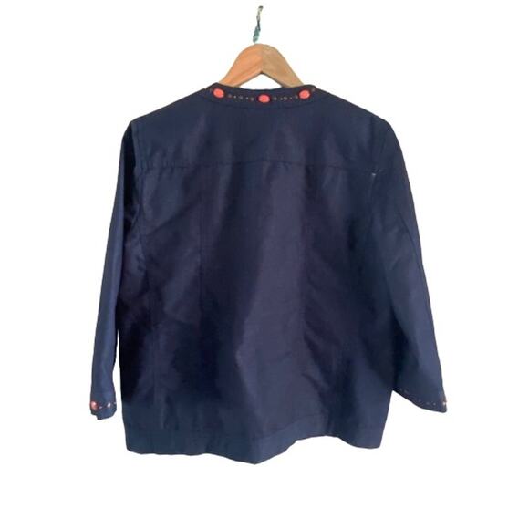 Alfred Dunner Womens Lightweight Dark Denim 3/4 Sleeve Beaded Open Jacket Sz 10P - Picture 3 of 11
